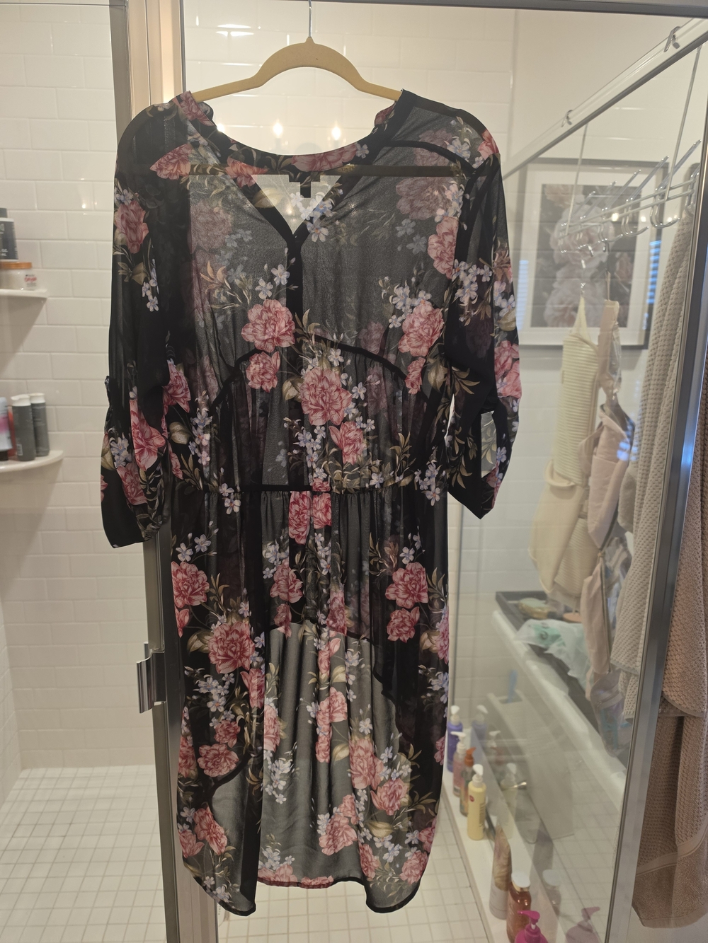 torrid Black Midi Dress with Rose Floral Print